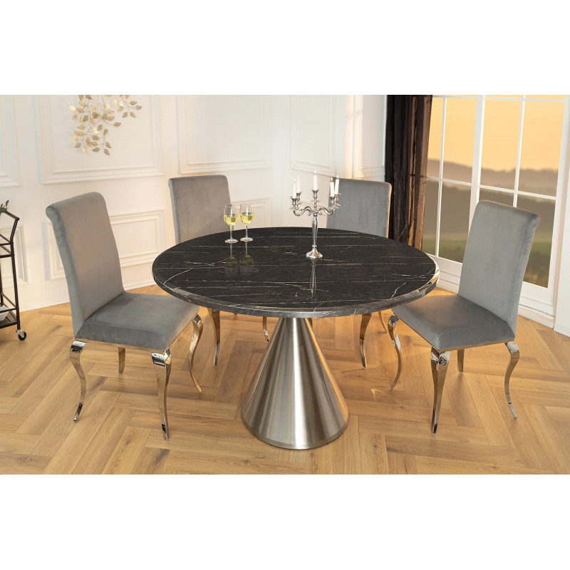 ELEGANCIA modern kerek étkezőasztal - 130cm - fekete