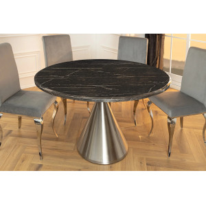 ELEGANCIA modern kerek étkezőasztal - 130cm - fekete