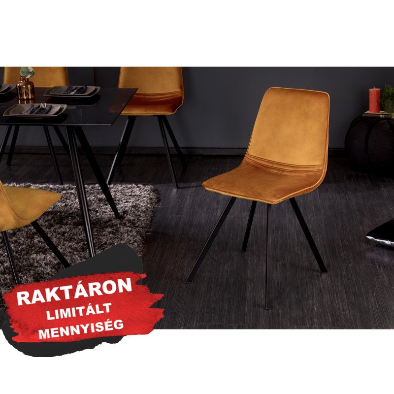 INDIANA design bársony szék - mustár