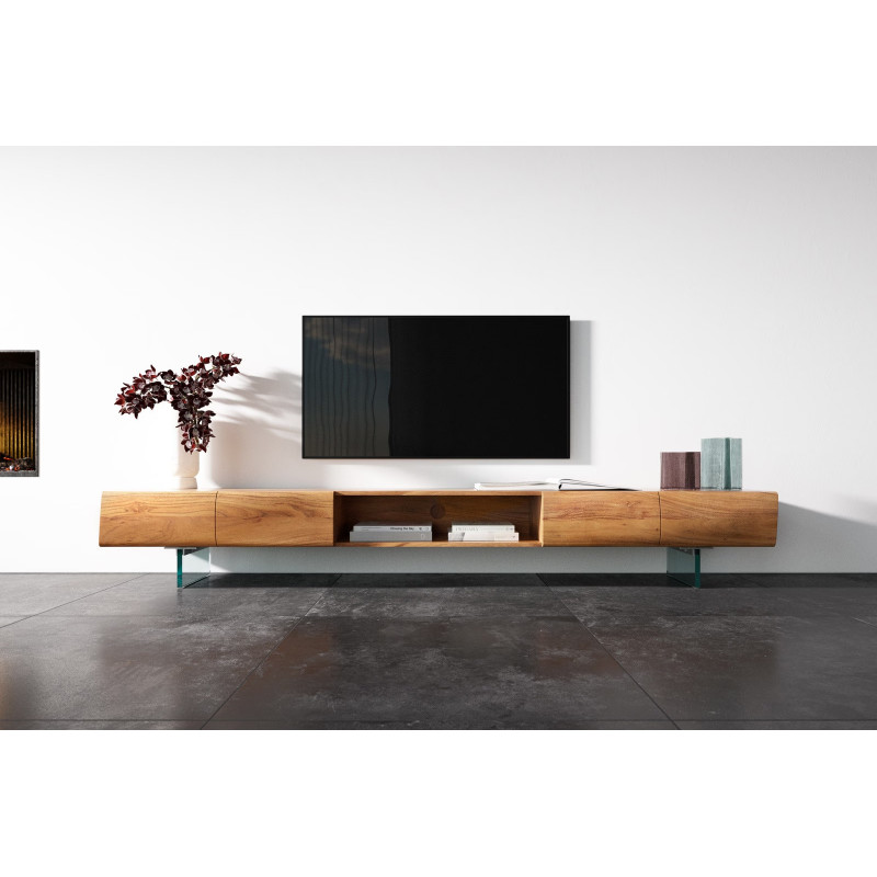 LOVECRAFT prémium akác TV-szekrény - 240cm - üveg lábbal