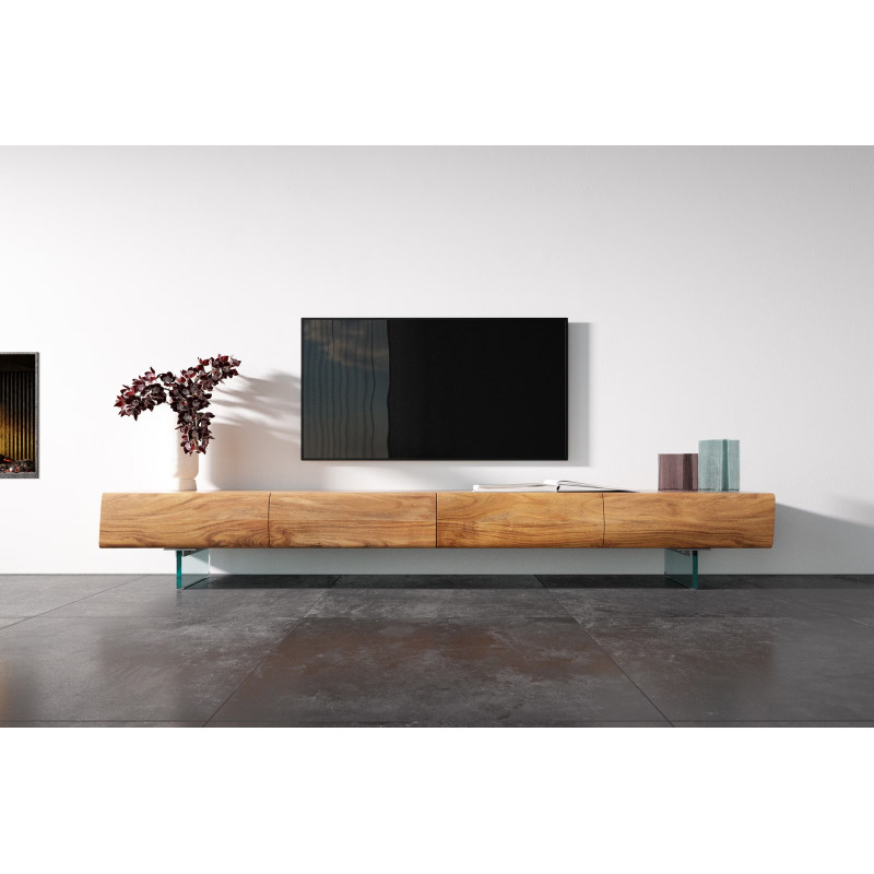 LOVECRAFT prémium akác TV-szekrény - 145/175/200/240cm - üveg lábbal
