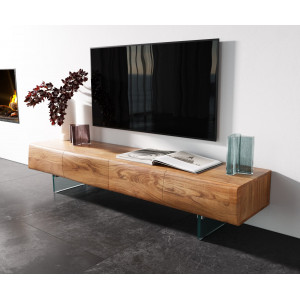 LOVECRAFT prémium akác TV-szekrény - 145/175/200/240cm - üveg lábbal