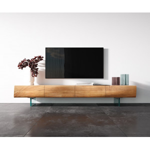 LOVECRAFT prémium akác TV-szekrény - 145/175/200/240cm - üveg lábbal
