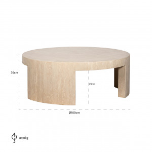 TRAVENTO exkluzív travertin dohányzóasztal - 100cm