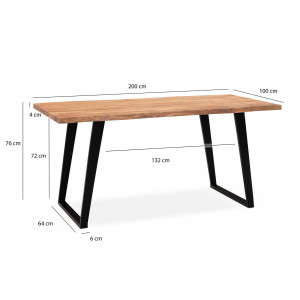 LIGNO tömör akác íróasztal - 120/140/160/180/200cm