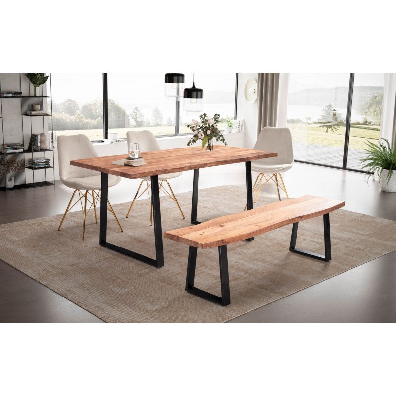 LYSSA tömör akác étkezőasztal - 120/140/160/180/200cm - fekete