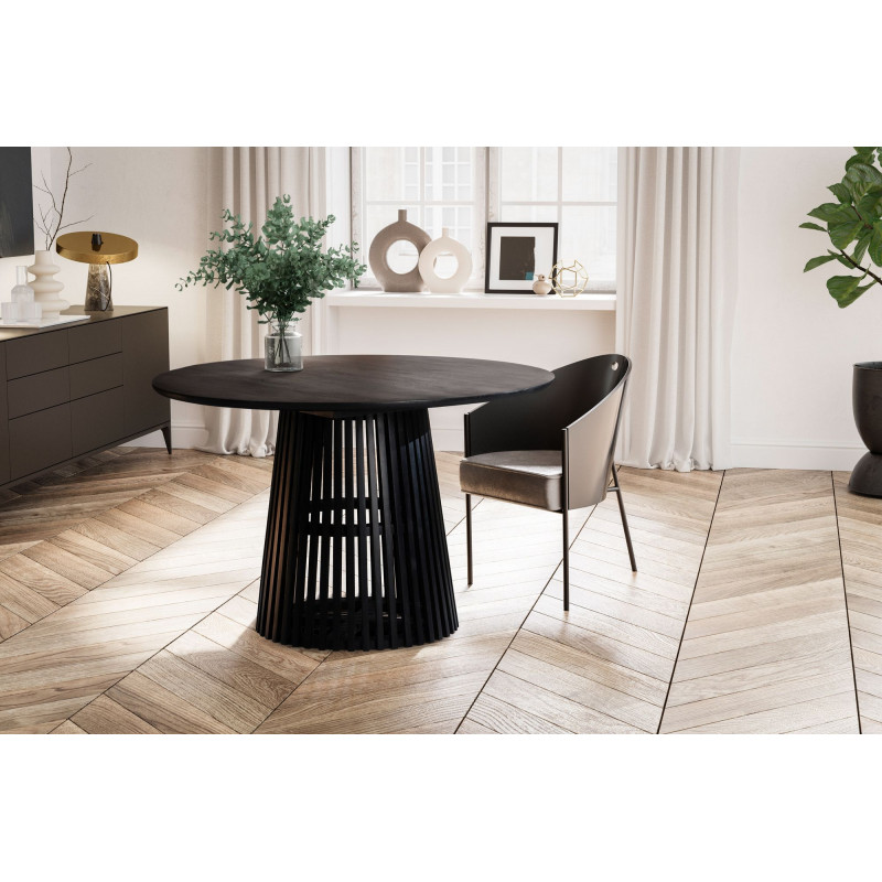 NATURA DARK tömör mangófa kerek étkezőasztal - 120cm