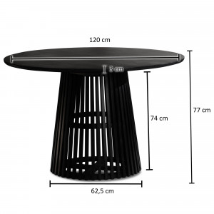 NATURA DARK tömör mangófa kerek étkezőasztal - 120cm