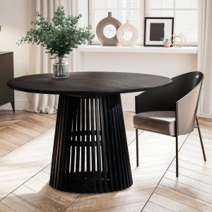 NATURA DARK tömör mangófa kerek étkezőasztal - 120cm