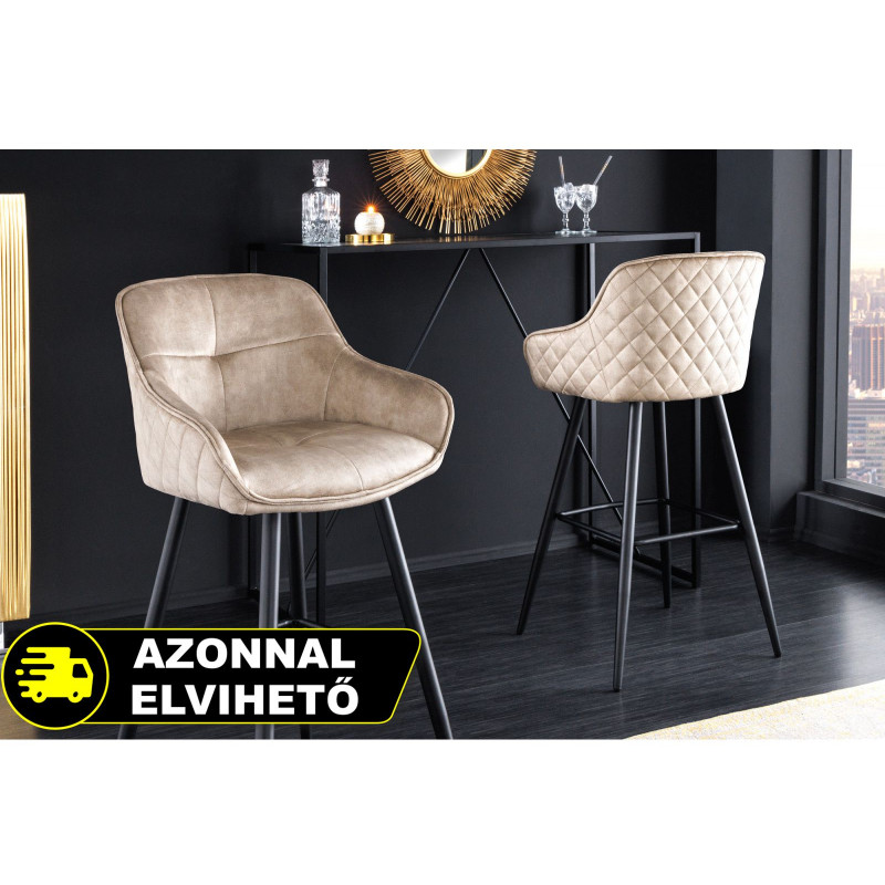 EUPHORIA design bársony bárszék - beige