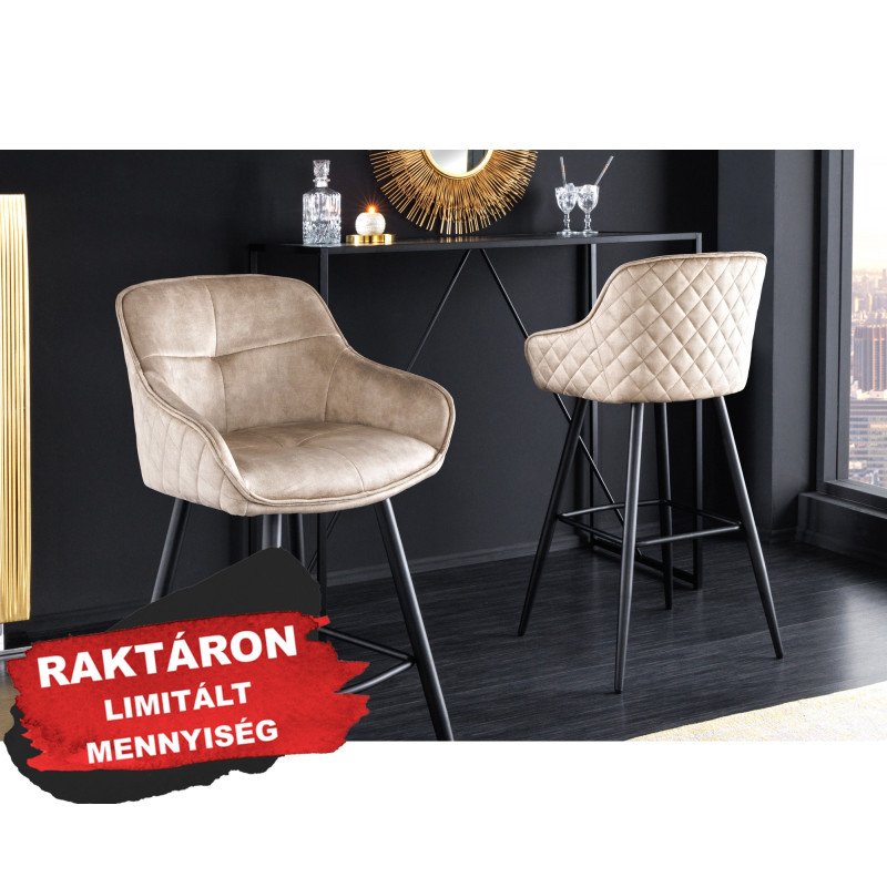 EUPHORIA design bársony bárszék - beige