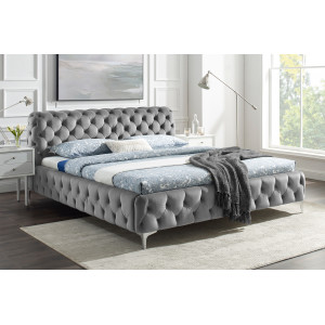 MODERN BAROCK exkluzív bársony ágykeret - szürke - 160x200cm INVICTA