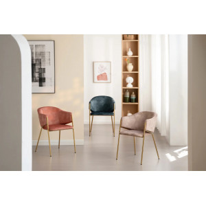 NOBELSSE design bársony szék - mályva/beige/kék