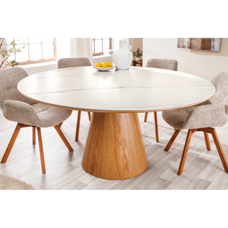 UNIQUE design kerámia étkezőasztal - 120cm - tölgy