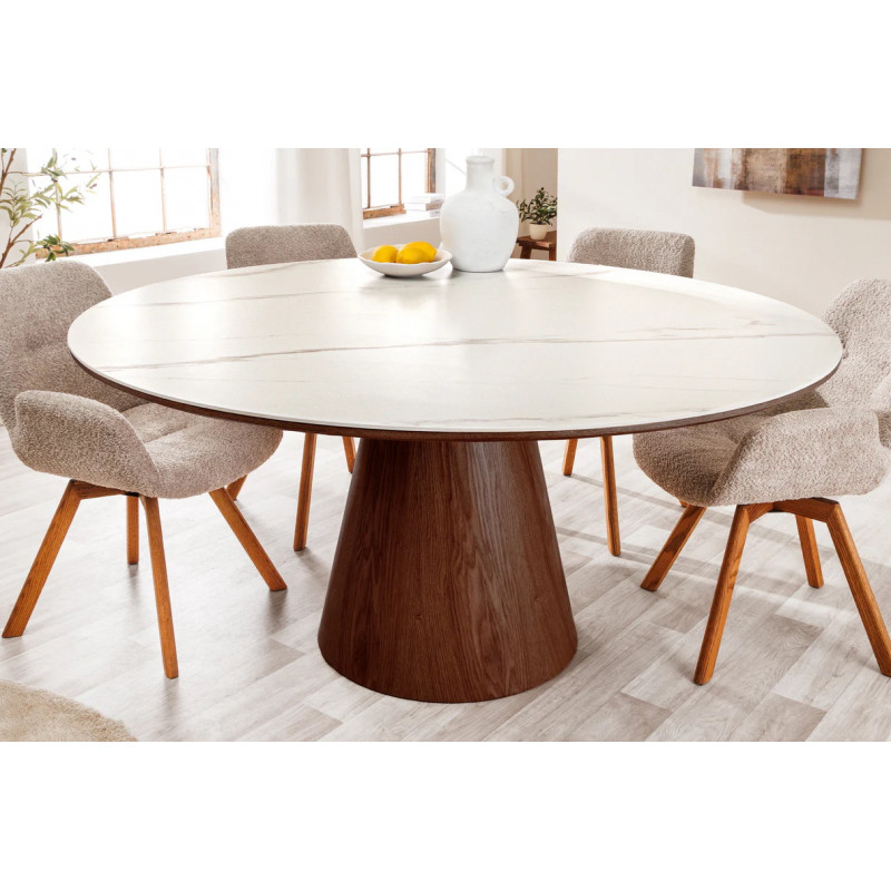 UNIQUE design kerámia étkezőasztal - 120cm - dió