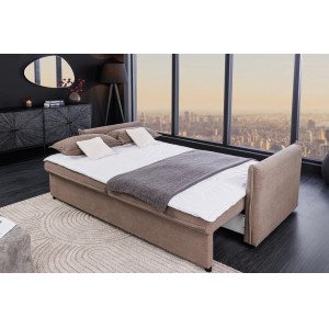 LUMA modern kordbársony ágyazható kanapé - 215cm - beige