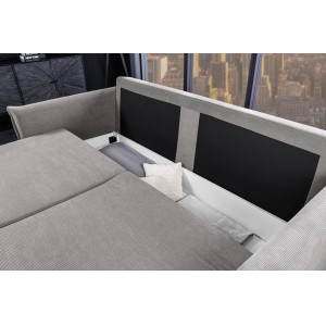 LUMA modern kordbársony ágyazható kanapé - 215cm - szürke