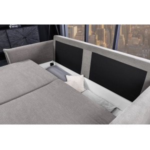 LUMA modern kordbársony ágyazható kanapé - 215cm - szürke