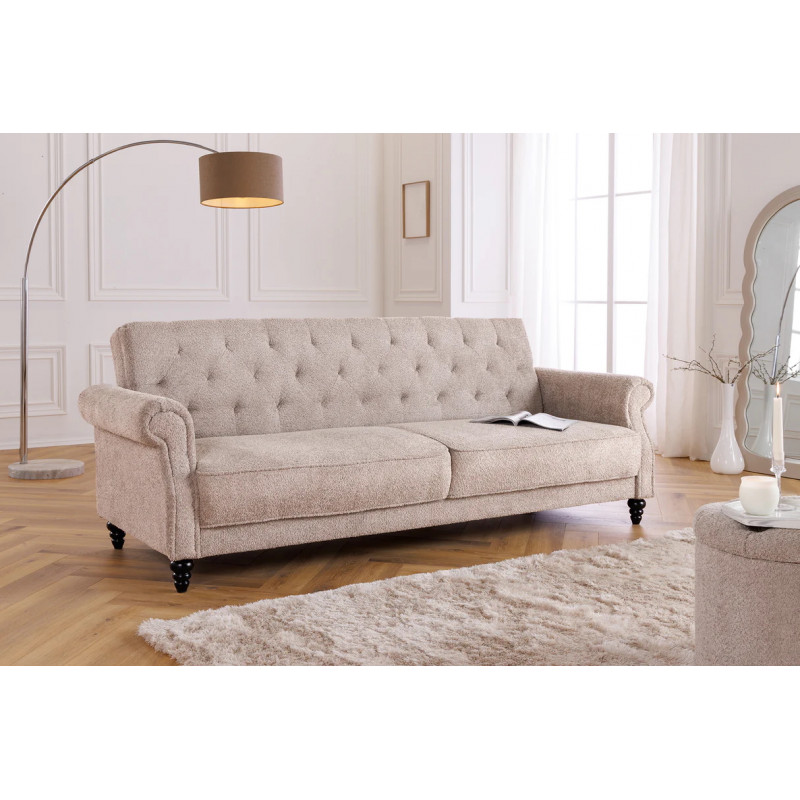 MAISON BELLE modern ágyazható kanapé - 220cm - beige bouclé