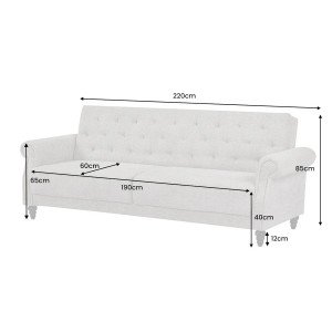 MAISON BELLE modern ágyazható kanapé - 220cm - beige bouclé