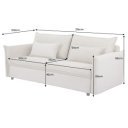 LINEA modern kordbársony ágyazható kanapé - 215cm - beige