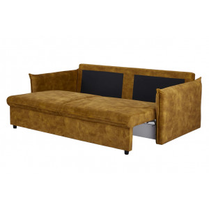 LINEA modern bársony ágyazható kanapé - 215cm - mustár