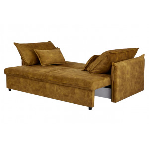 LINEA modern bársony ágyazható kanapé - 215cm - mustár