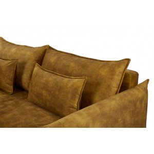 LINEA modern bársony ágyazható kanapé - 215cm - mustár