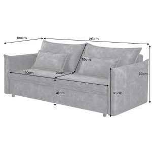 LINEA modern bársony ágyazható kanapé - 215cm - mustár