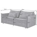 LINEA modern bársony ágyazható kanapé - 215cm - antracit