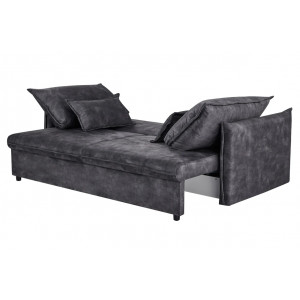 LINEA modern bársony ágyazható kanapé - 215cm - antracit