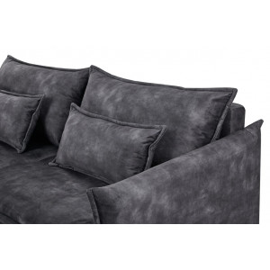 LINEA modern bársony ágyazható kanapé - 215cm - antracit