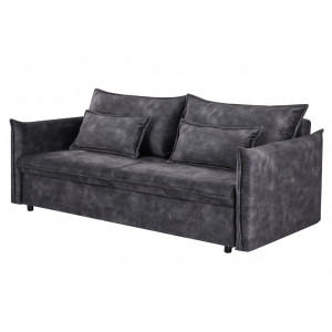 LINEA modern bársony ágyazható kanapé - 215cm - antracit