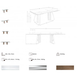 SIERRA prémium üveg bővíthető étkezőasztal - 180-270cm