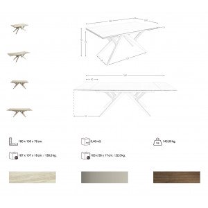 URBANA prémium kerámia bővíthető étkezőasztal - 180-260cm