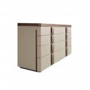 NUVELA prémium dió/bőr fiókos komód - 160cm