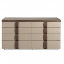 NUVELA prémium dió/bőr fiókos komód - 160cm