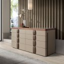 NUVELA prémium dió/bőr fiókos komód - 160cm