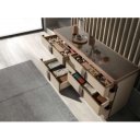 NUVELA prémium dió/bőr fiókos komód - 160cm