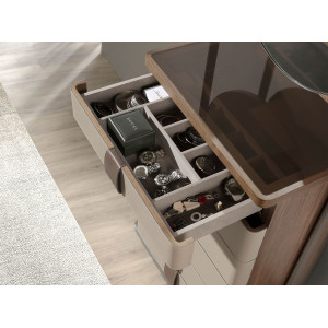 NUVELA prémium dió/bőr fiókos szekrény