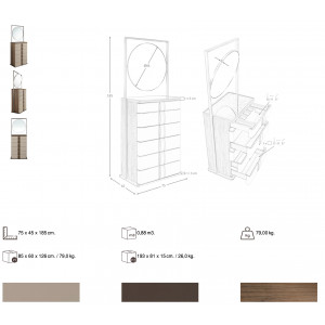 NUVELA prémium dió/mesterséges bőr fiókos szekrény