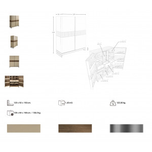 NABORA prémium dió/mesterséges bőr bárszekrény