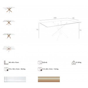 SIGMA SQUARE design  étkezőasztal - 140/150/160/180cm - rosegold