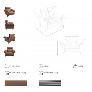 RAVELTA prémium bőr fotel - barna