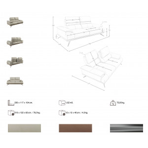MAROLIA prémium bőr kanapé - 2 személyes