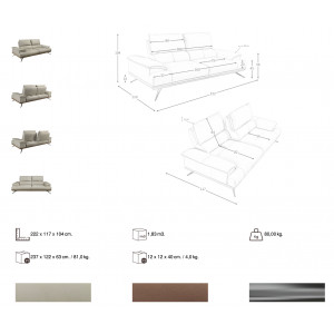 MAROLIA prémium bőr kanapé - 3 személyes