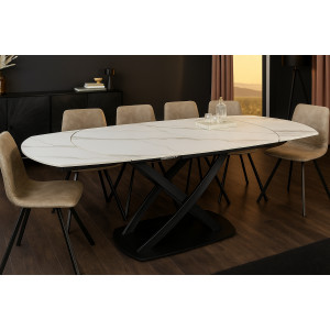 INCEPTION exkluzív kerámia étkezőasztal - 130-190cm - fehér