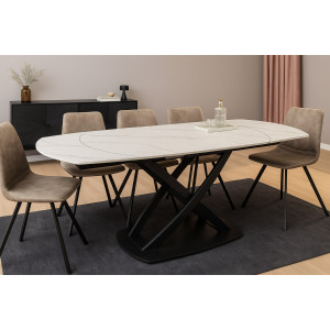INCEPTION exkluzív kerámia étkezőasztal - 130-190cm - fehér