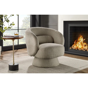 BOCCA NOVA design bouclé fotel - taupe INVICTA