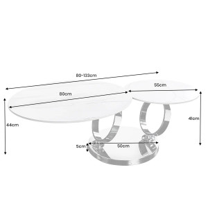 DANCING RINGS exkluzív kerámia dohányzóasztal - fehér